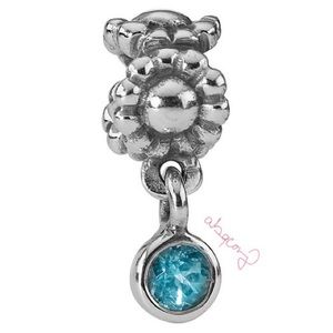 EUC HTF Pandora 790386TPP Sterling Silver Daisy Dangle Charm w/ Deep Blue Topaz